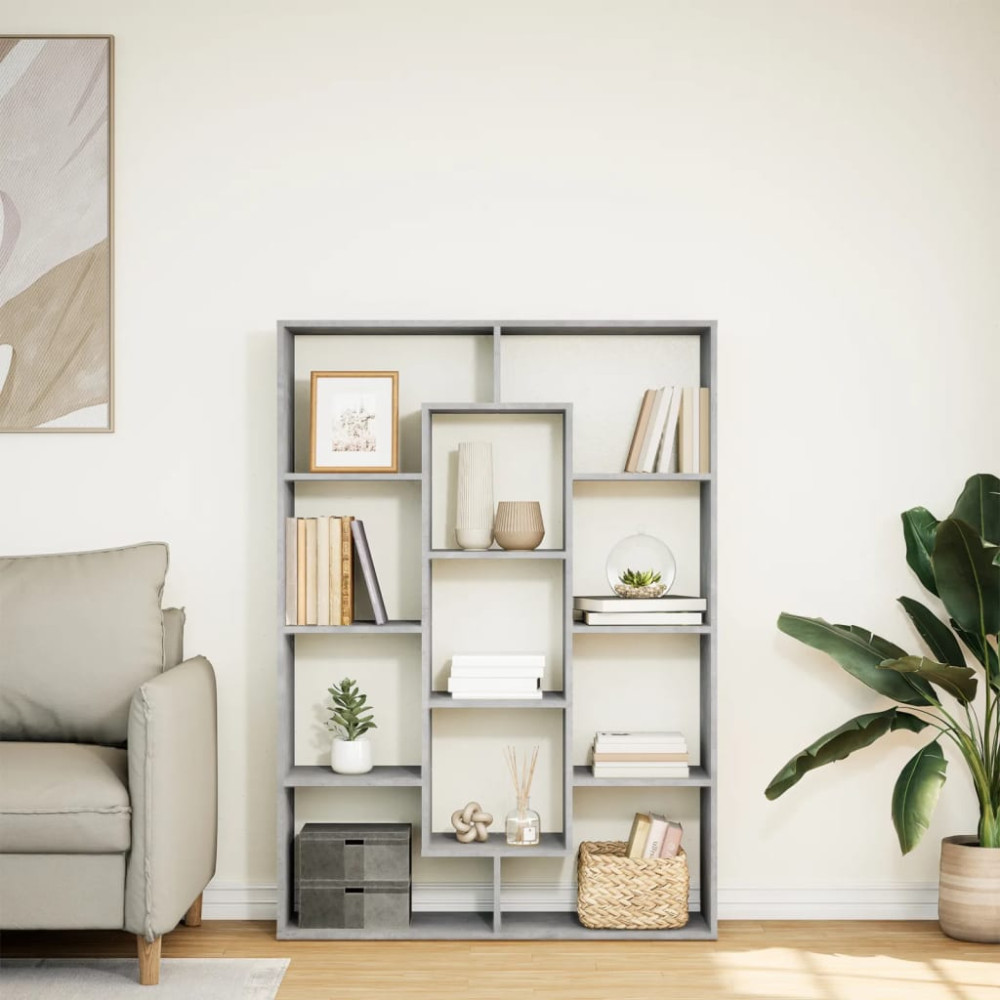 Produktbild för Bokhylla betonggrå 102x29x143 cm konstruerat trä