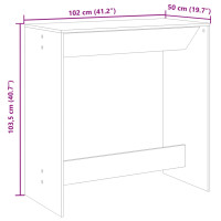 Produktbild för Barbord vit 102x50x103,5 cm konstruerat trä