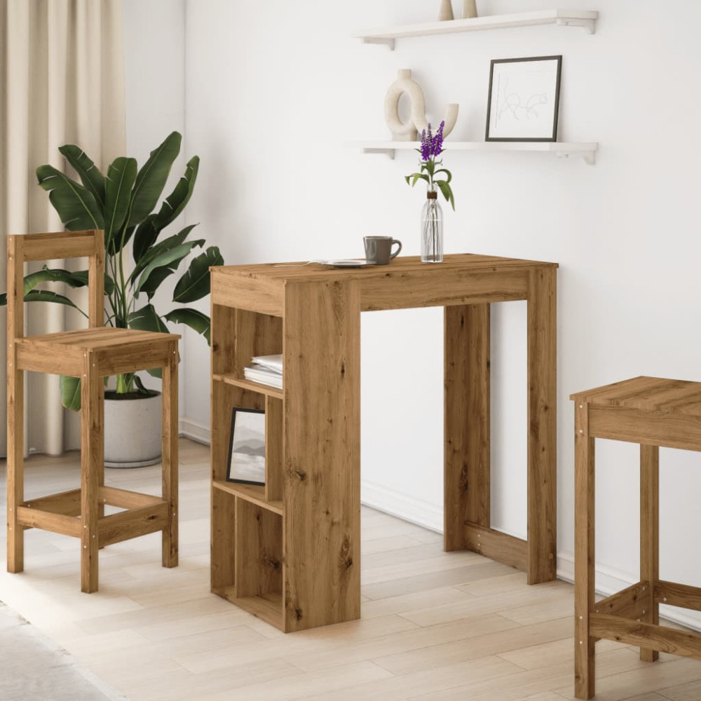 Produktbild för Barbord med hyllor artisian-ek 102x50x103,5 cm konstruerat trä