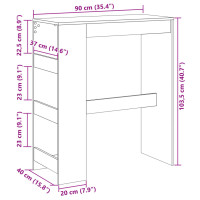 Produktbild för Barbord med ställ sonoma-ek 90x40x103,5 cm konstruerat trä