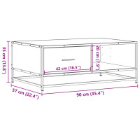 Produktbild för Soffbord rökfärgad ek 90x57x35 cm konstruerat trä och metall