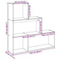 Produktbild för Bokhylla/Rumsavdelare 3 hyllplan 123x29x123 cm konstruerat trä