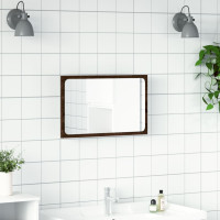 Produktbild för Badrumsspegel med LED brun ek 60x8,5x38 cm konstruerat trä