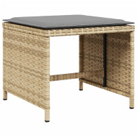 Produktbild för Matgrupp för trädgården med dynor 11delar mixbeige konstrotting