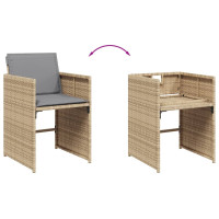 Produktbild för Matgrupp för trädgården med dynor 11delar mixbeige konstrotting