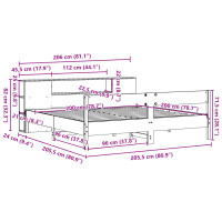 Produktbild för Säng med bokhylla utan madrass 200x200cm massiv furu