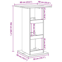 Produktbild för Barbord med förvaring betonggrå 60x60x102 cm konstruerat trä