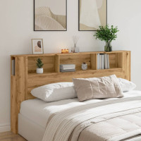 Produktbild för Sänggavel m förvaring artisian ek 200x18,5x102,5 cm konstr. trä