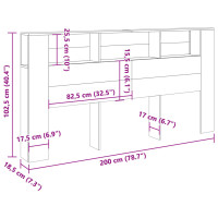 Produktbild för Sänggavel m förvaring artisian ek 200x18,5x102,5 cm konstr. trä