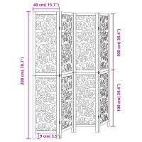 Produktbild för Rumsavdelare 4 paneler svart massivt kejsarträ