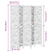Produktbild för Rumsavdelare 5 paneler svart massivt kejsarträ