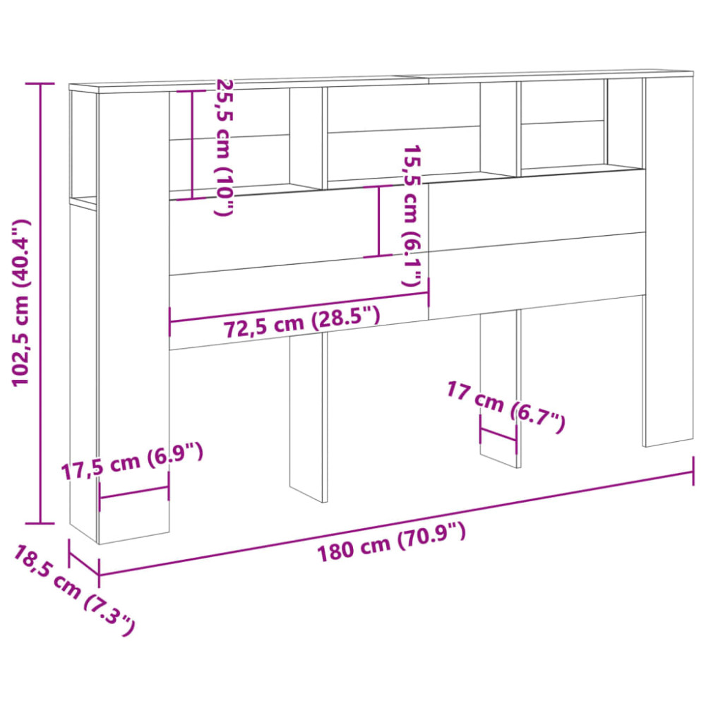 Produktbild för Sänggavel m förvaring artisian ek 180x18,5x102,5 cm konstr. trä