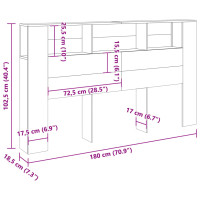 Produktbild för Sänggavel m förvaring artisian ek 180x18,5x102,5 cm konstr. trä