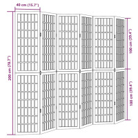 Produktbild för Rumsavdelare 6 paneler vit massivt kejsarträ