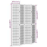 Produktbild för Rumsavdelare 4 paneler vit massivt kejsarträ