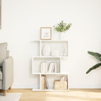Produktbild för Rumsavdelare bokhylla 3 våningar vit 70x24x97 cm konstruerat trä