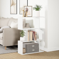 Produktbild för Rumsavdelare bokhylla 3 våningar vit 70x24x97 cm konstruerat trä