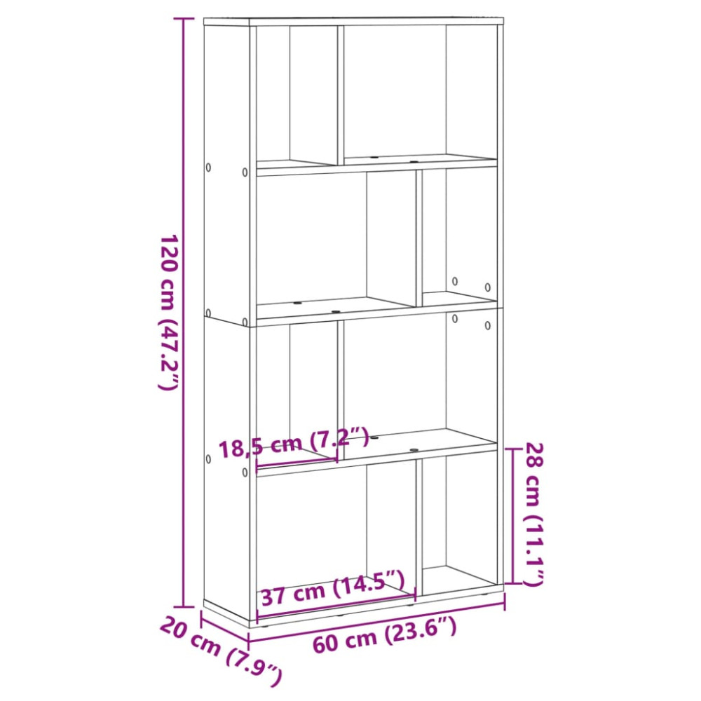 Produktbild för Bokhylla brun ek 60x20x120,5 cm konstruerat trä