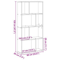 Produktbild för Bokhylla brun ek 60x20x120,5 cm konstruerat trä