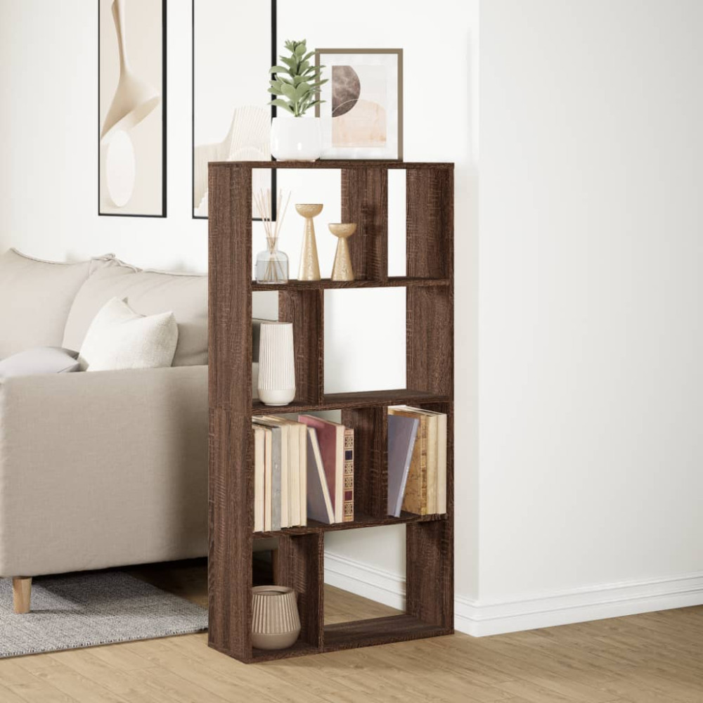 Produktbild för Bokhylla brun ek 60x20x120,5 cm konstruerat trä