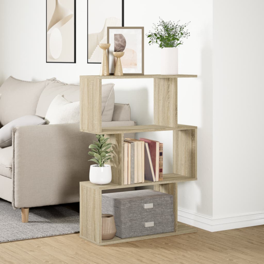 Produktbild för Bokhylla/Rumsavdelare 3 hyllor 70x24x97 cm konstruerat trä