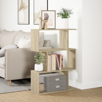 Produktbild för Bokhylla/Rumsavdelare 3 hyllor 70x24x97 cm konstruerat trä