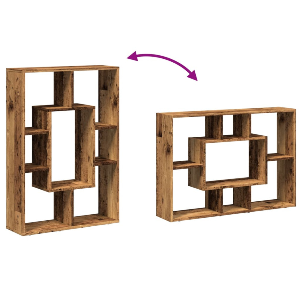 Produktbild för Bokhylla åldrat trä 63x20x90 cm konstruerat trä