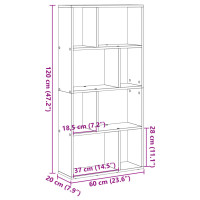 Produktbild för Bokhylla rökfärgad ek 60x20x120,5 cm konstruerat trä