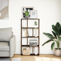 Produktbild för Bokhylla rökfärgad ek 60x20x120,5 cm konstruerat trä