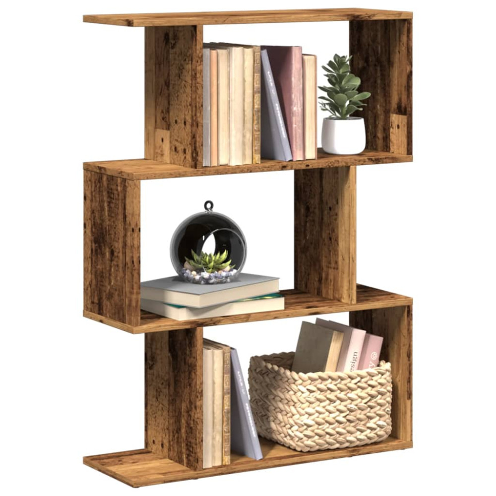 Produktbild för Bokhylla/Rumsavdelare 3 hyllor 70x24x97 cm konstruerat trä