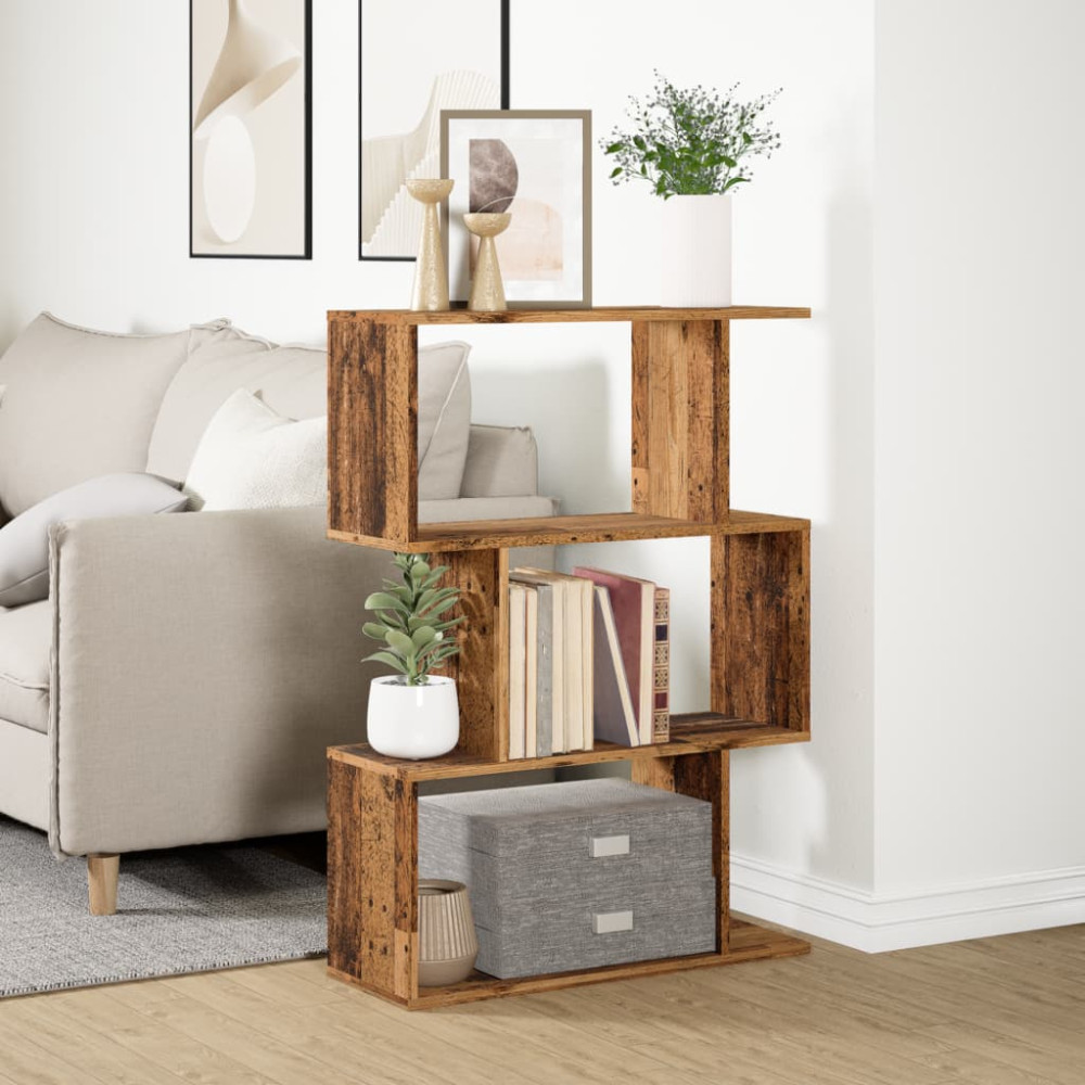 Produktbild för Bokhylla/Rumsavdelare 3 hyllor 70x24x97 cm konstruerat trä
