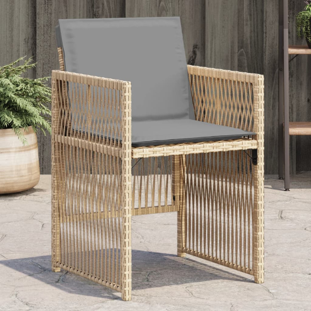 Produktbild för Trädgårdsstolar med dynor 4 st blandad beige konstrotting