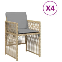 Produktbild för Trädgårdsstolar med dynor 4 st blandad beige konstrotting