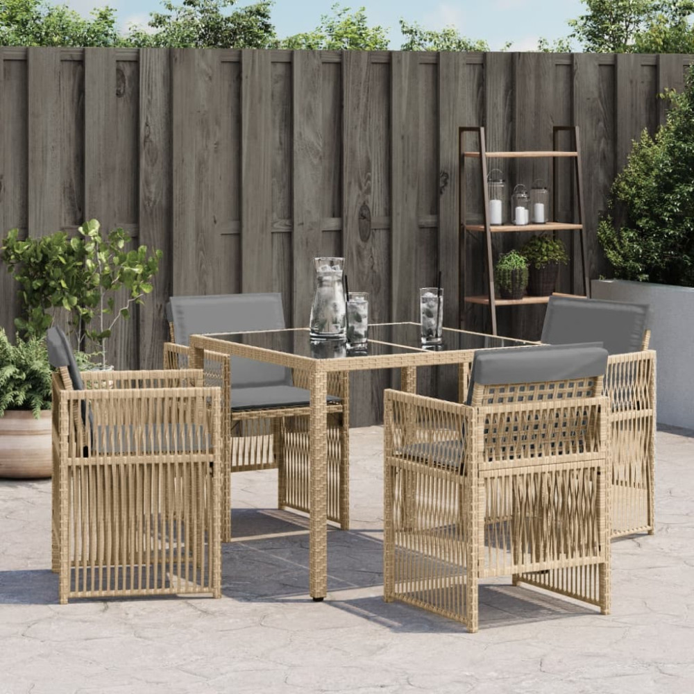 Produktbild för Trädgårdsstolar med dynor 4 st blandad beige konstrotting