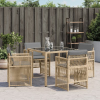 Produktbild för Trädgårdsstolar med dynor 4 st blandad beige konstrotting