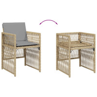 Produktbild för Trädgårdsstolar med dynor 4 st blandad beige konstrotting