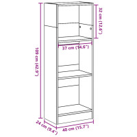 Produktbild för Bokhylla betonggrå 40x24x109 cm konstruerat trä