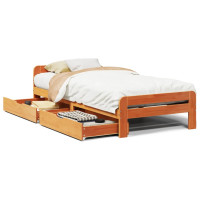 Produktbild för Sängram utan madrass vaxbrun 75x190 cm massiv furu