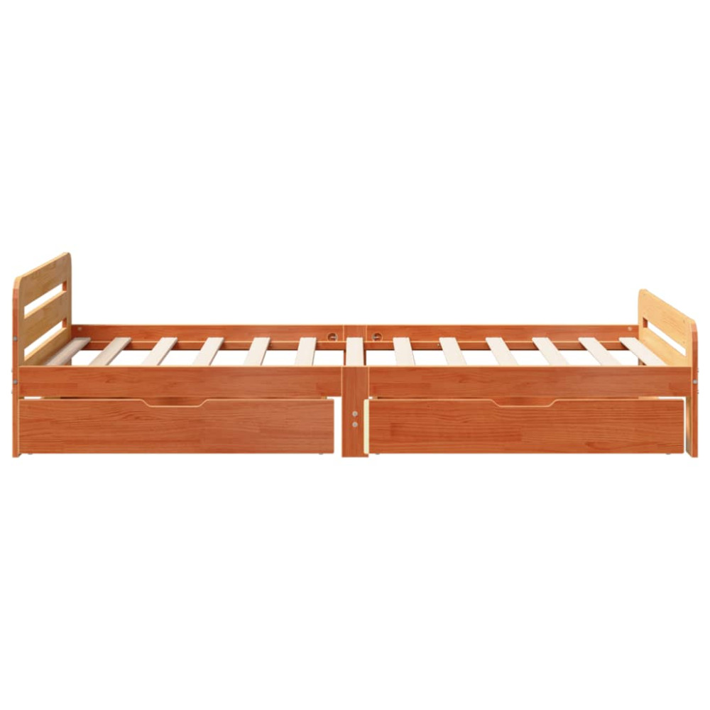 Produktbild för Sängram utan madrass vaxbrun 75x190 cm massiv furu