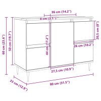 Produktbild för Badrumsskåp sonoma-ek 80x33x60 cm konstruerat trä