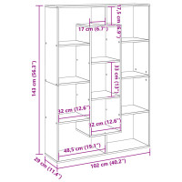 Produktbild för Bokhylla rökfärgad ek 102x29x143 cm konstruerat trä