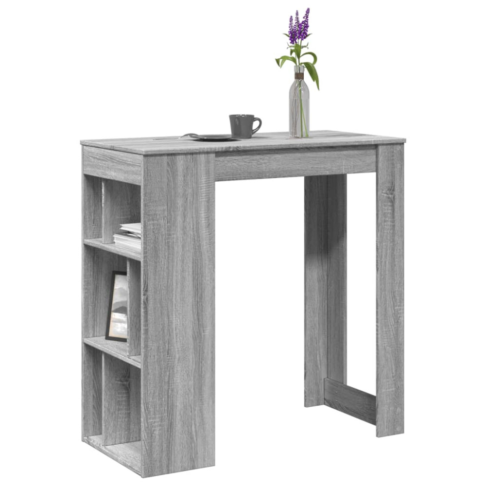 Produktbild för Barbord med ställ grå sonoma-ek 102x50x103,5 cm konstruerat trä