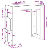 Produktbild för Barbord med ställ sonoma-ek 102x50x103,5 cm konstruerat trä