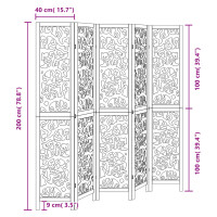 Produktbild för Rumsavdelare 5 paneler svart massivt kejsarträ