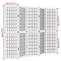 Produktbild för Rumsavdelare 5 paneler svart massivt kejsarträ
