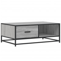 Produktbild för Soffbord grå sonoma 90x57x35 cm konstruerat trä och metall