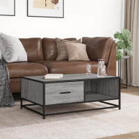 Produktbild för Soffbord grå sonoma 90x57x35 cm konstruerat trä och metall