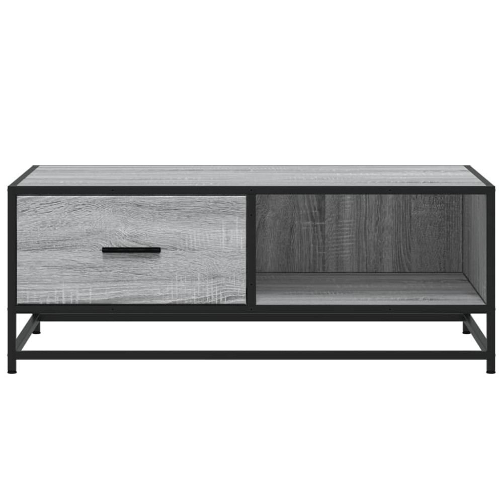 Produktbild för Soffbord grå sonoma 90x57x35 cm konstruerat trä och metall