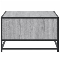 Produktbild för Soffbord grå sonoma 90x57x35 cm konstruerat trä och metall