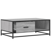 Produktbild för Soffbord grå sonoma 90x57x35 cm konstruerat trä och metall